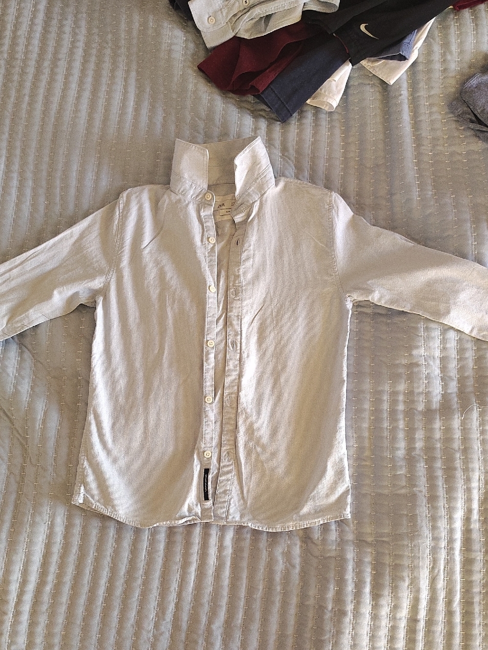 Zara Light Gray Button-Down Kids Shirt